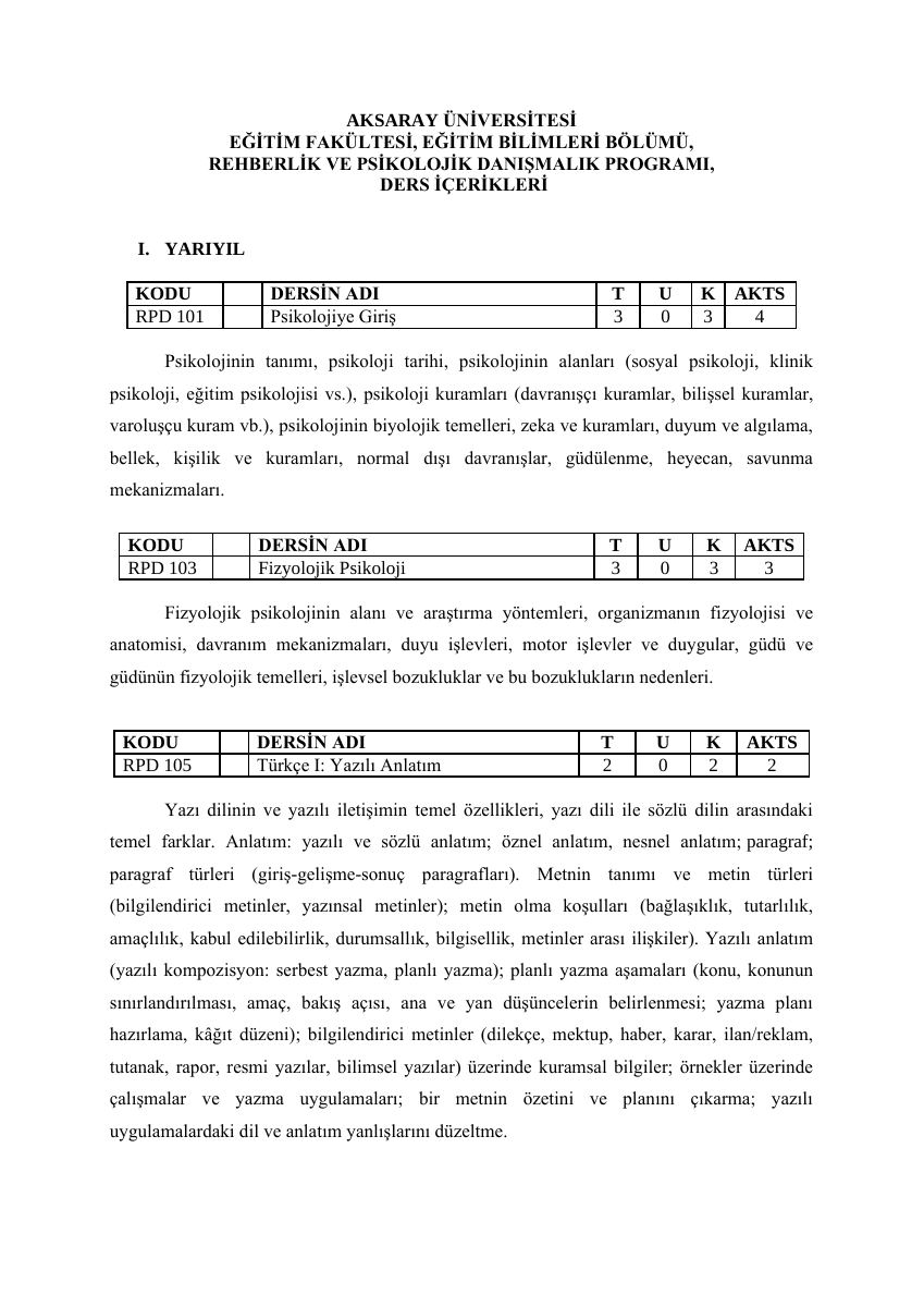 RPD · 2018 Müfredatı Öncesi Ders İçerikleri — gerçek ilk sayfa