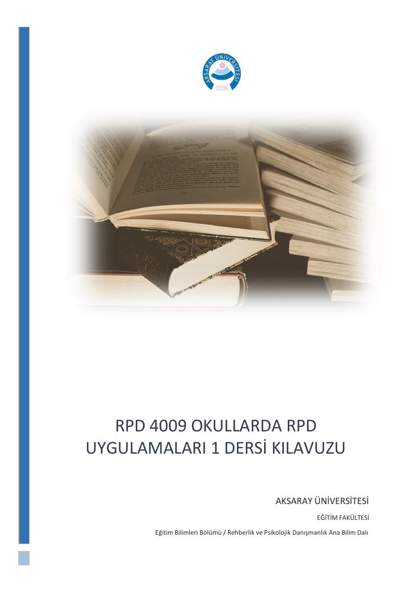 RPD 4009 · Okullarda RPD Uygulamaları 1 Ders Kılavuzu — gerçek ilk sayfa