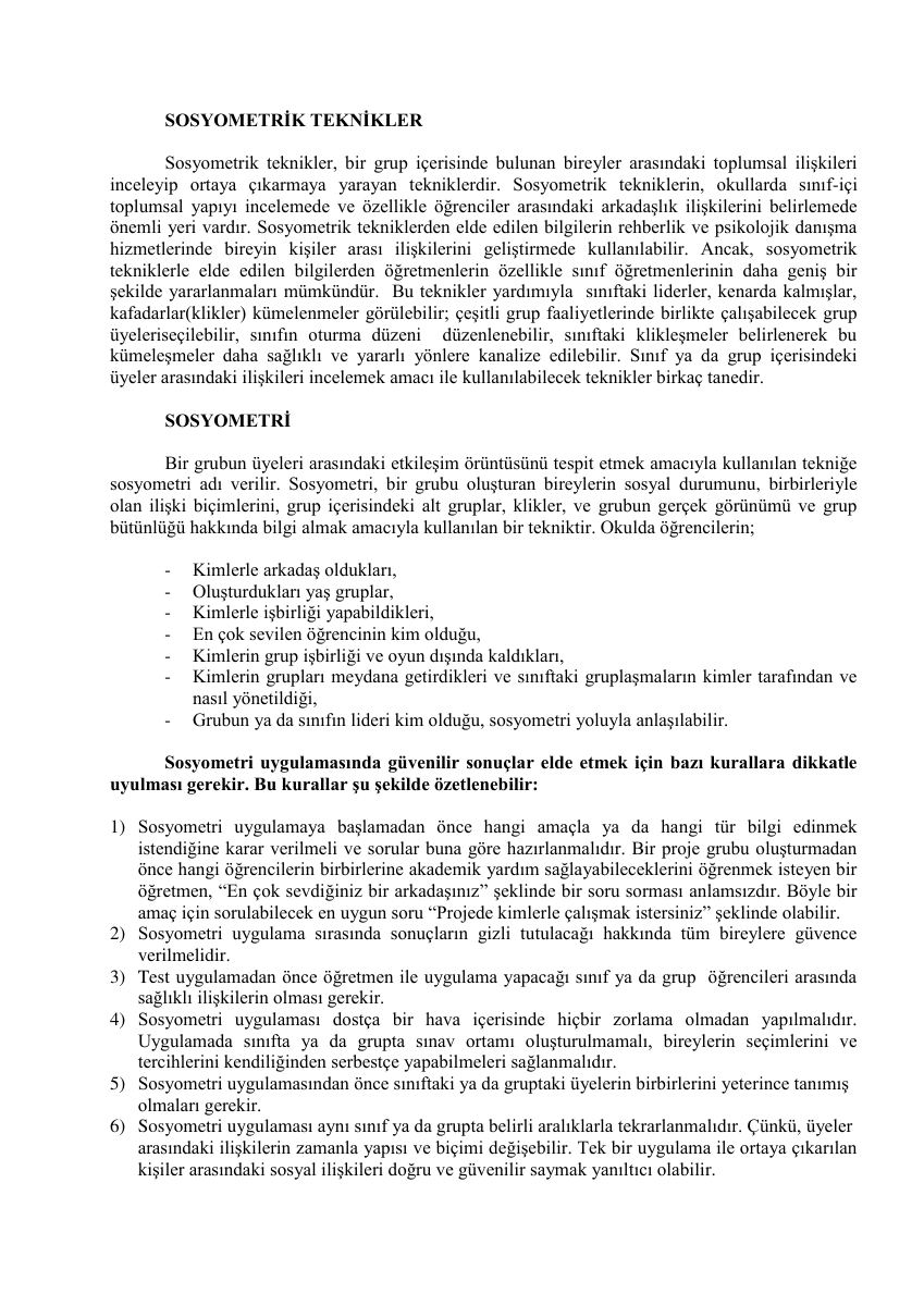 Sosyometrik Teknikler · Sosyogram Oluşturma ve Yorumlama — gerçek ilk sayfa