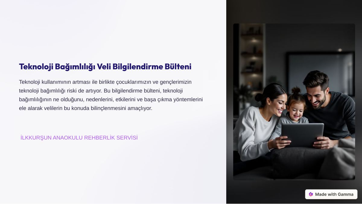 Teknoloji Bağımlılığı Veli Bilgilendirme Bülteni — gerçek ilk sayfa