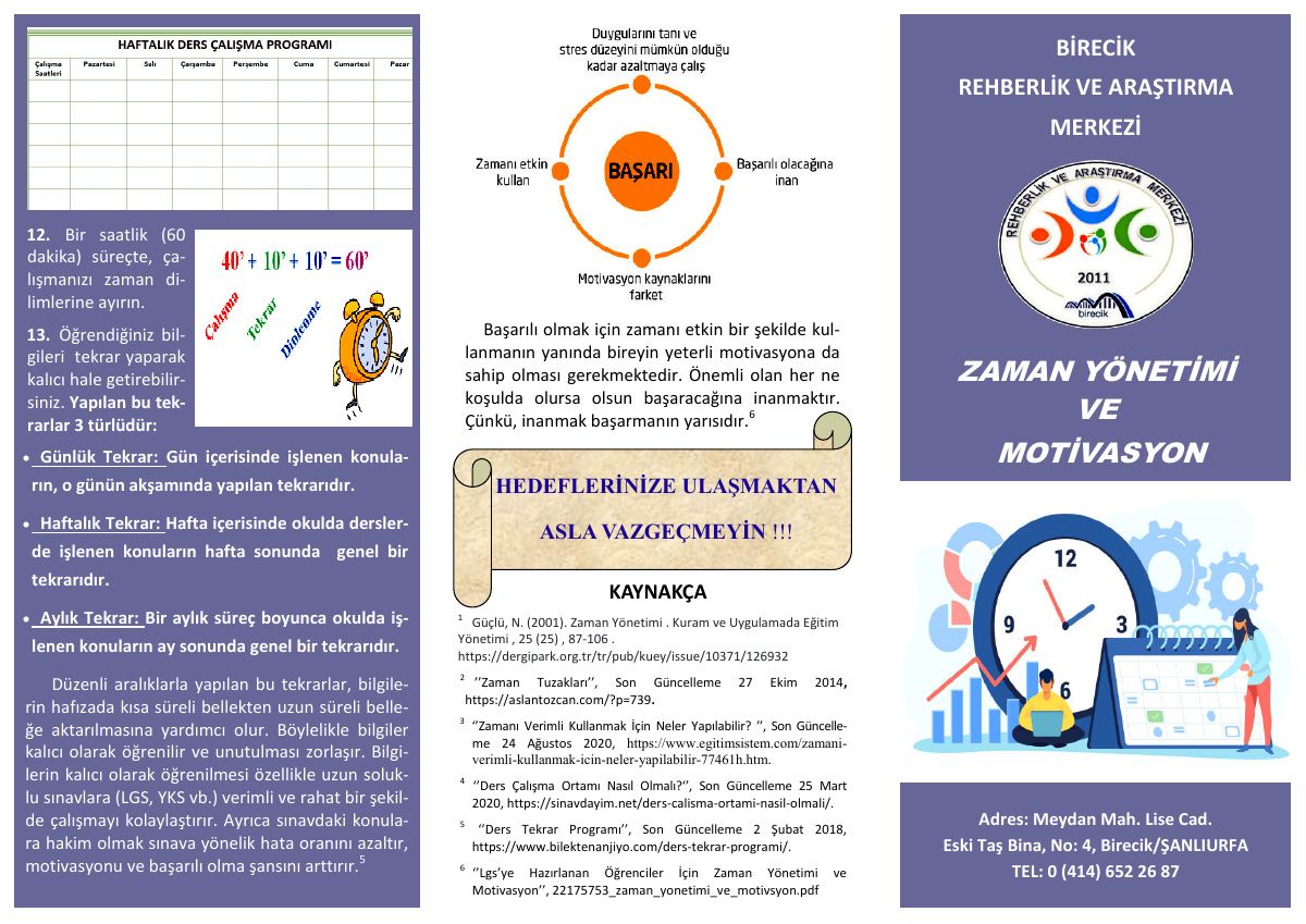 Zaman Yönetimi ve Motivasyon - BROŞÜR — gerçek ilk sayfa