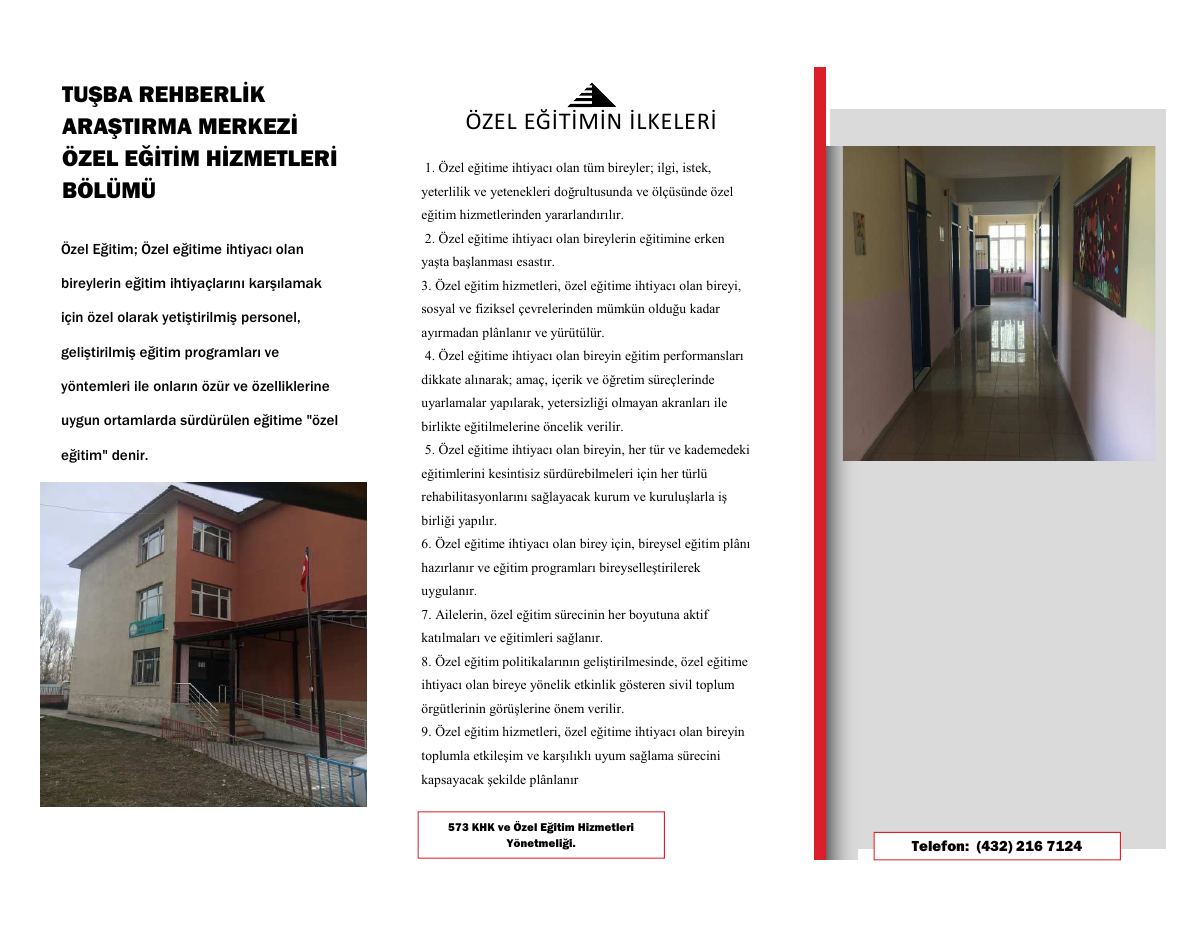 Özel Eğitim İlkeleri Broşürü — gerçek ilk sayfa