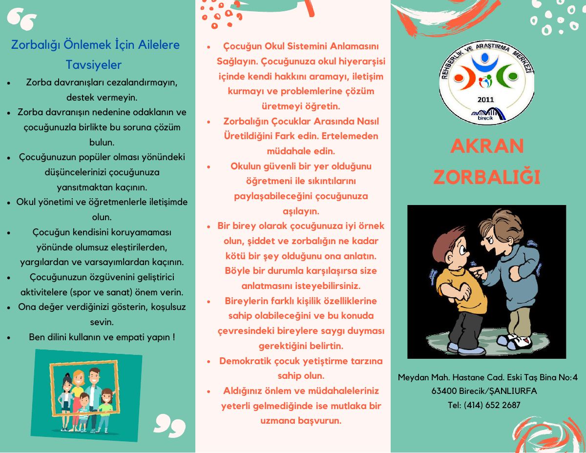 akran zorbalığı broşür — gerçek ilk sayfa