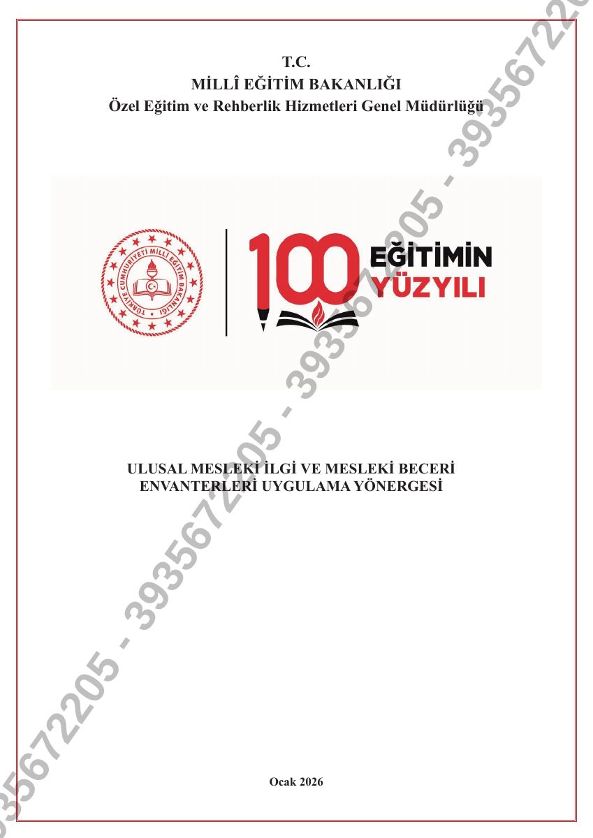 Mesleki İlgi ve Mesleki Beceri Envanterleri Uygulama Yönergesi — gerçek ilk sayfa