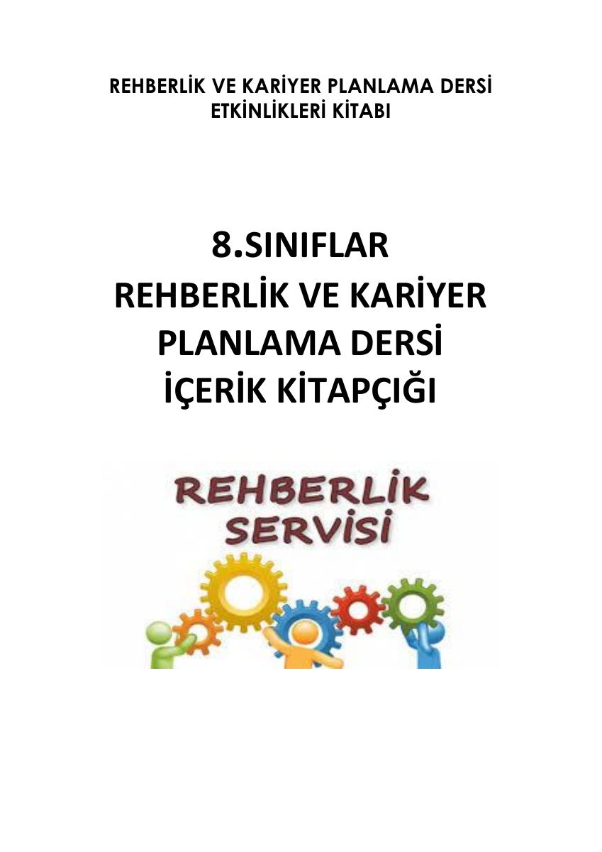 REHBERLİK VE KARİYER PLANLAMA DERSİ İÇERİK KİTAPÇIĞI — gerçek ilk sayfa
