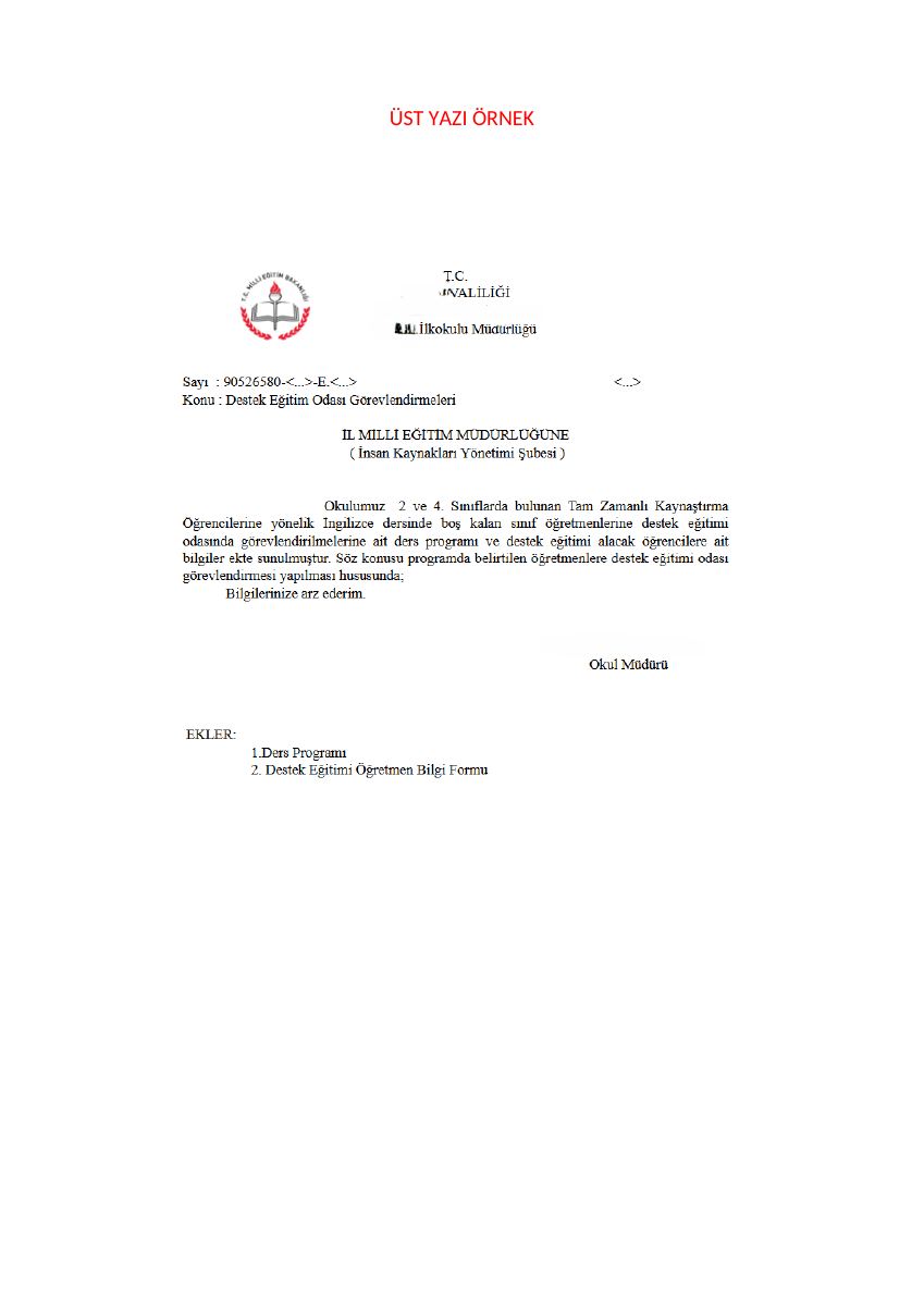Destek Eğitim Odasında Ders Vermek İçin Gerekli Evraklar — gerçek ilk sayfa