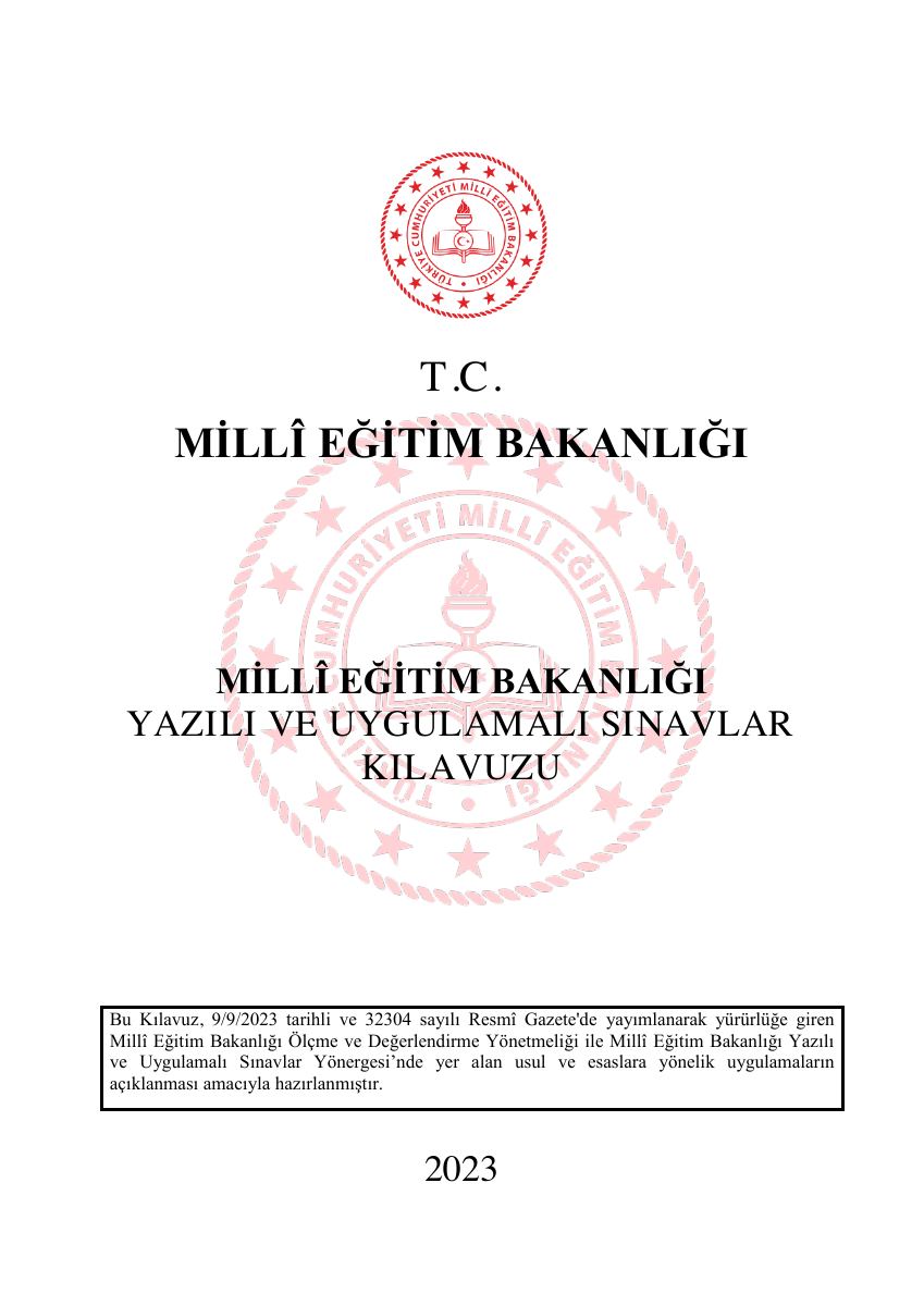 Yazılı ve Uygulamalı Sınavlar Kılavuzu — gerçek ilk sayfa