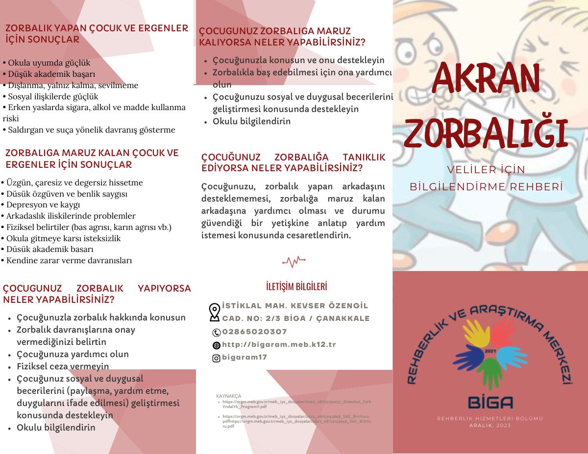 Akran Zorbalığı Veli Broşürü — gerçek ilk sayfa
