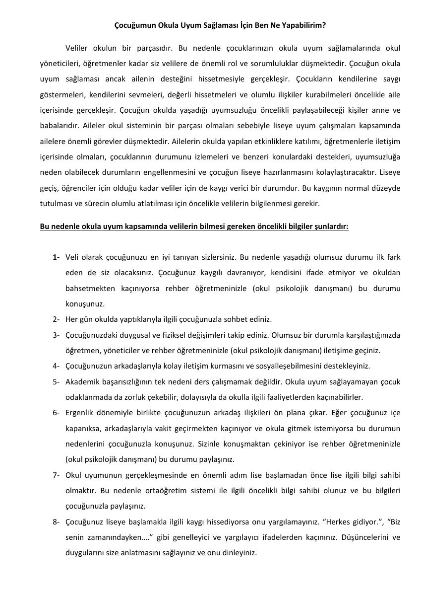 Çocuğumun Okula Uyum Sağlaması İçin Ben Ne Yapabilirim? — gerçek ilk sayfa