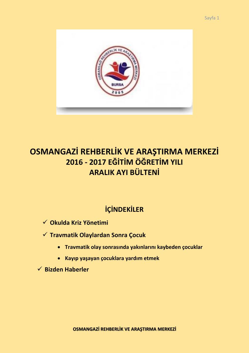 OKULDA KRİZ YÖNETİMİ — gerçek ilk sayfa