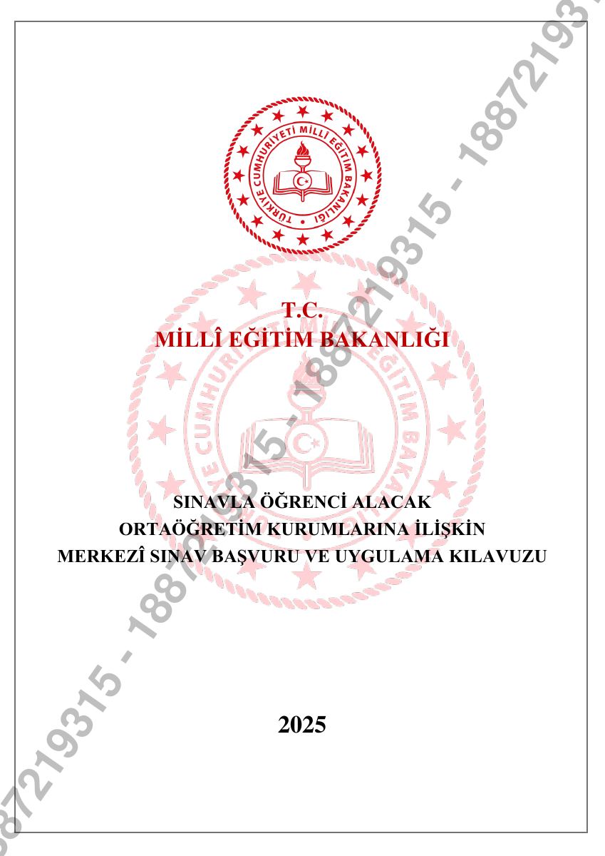 Merkezî Sınav Başvuru ve Uygulama Kılavuzu – 2025 — gerçek ilk sayfa