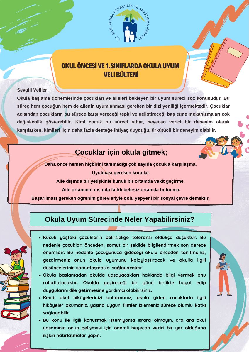 Okul Öncesi ve İlkokul 1. Sınıf Veli Bülteni 1 — gerçek ilk sayfa