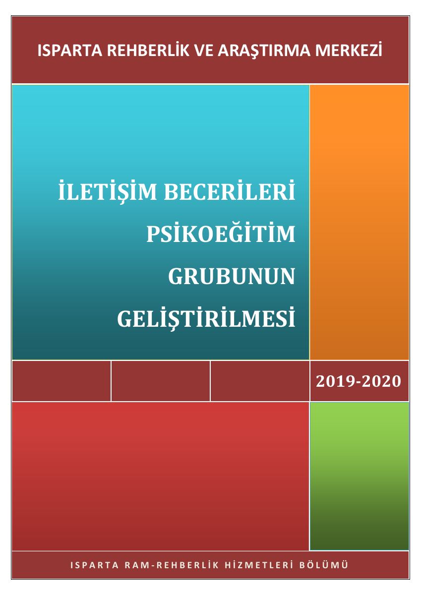 İLETİŞİM BECERİLERİ PSİKOEĞİTİM GRUBUNUN GELİŞTİRİLMESİ — gerçek ilk sayfa