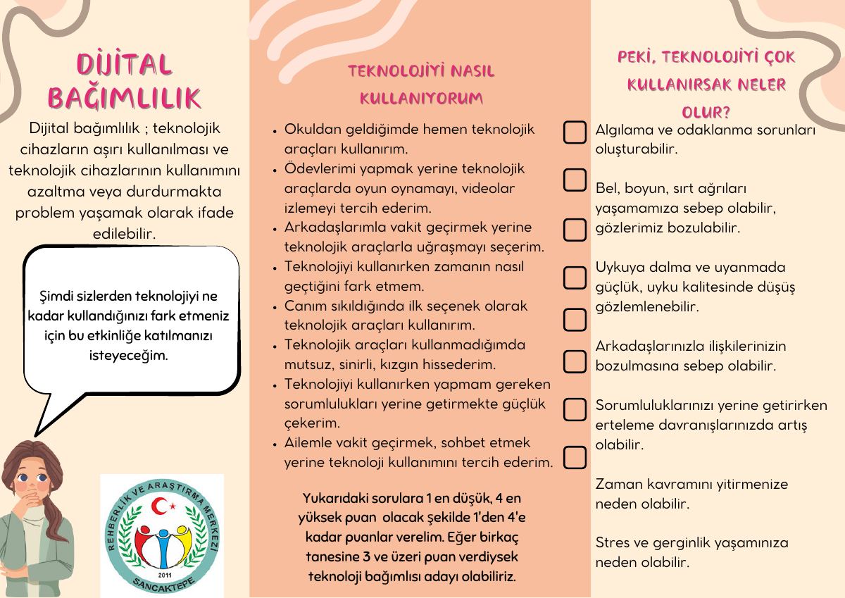 Dijital Bağımlılık Ortaokul-Lise Öğrenci Broşürü — gerçek ilk sayfa