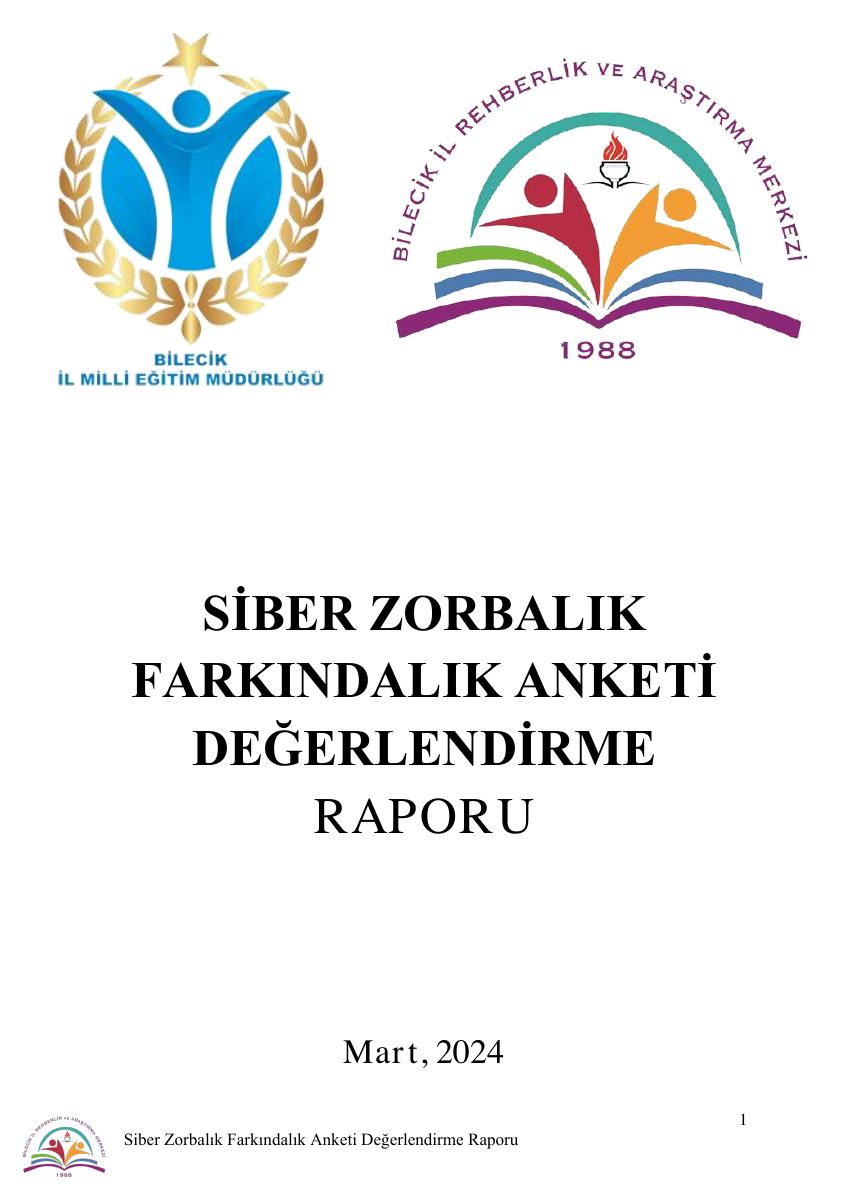 Siber Zorbalık Farkındalık Anketi Değerlendirme Raporu — gerçek ilk sayfa