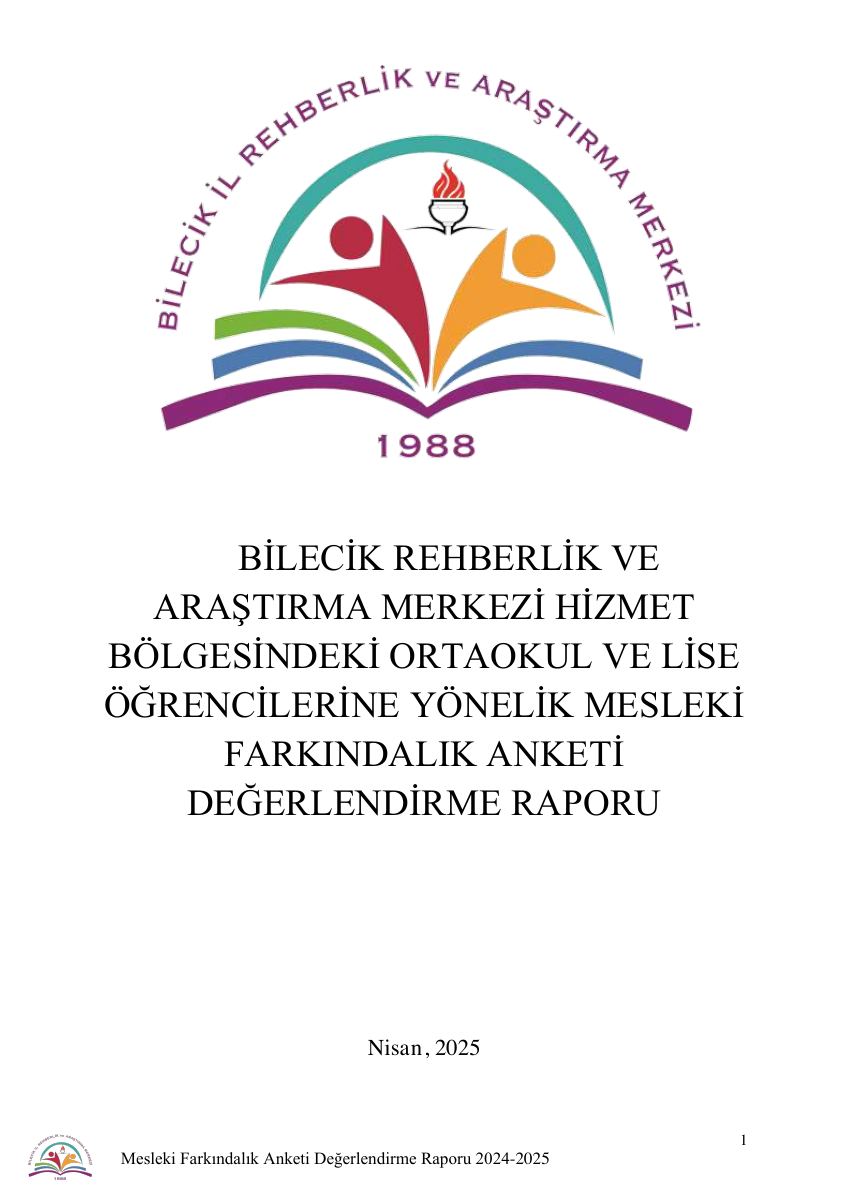 Mesleki Farkındalık Anketi Değerlendirme Raporu — gerçek ilk sayfa