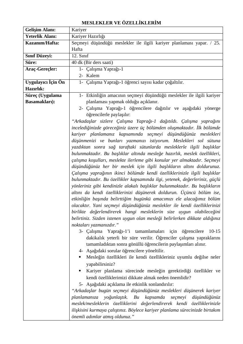ETKİNLİK FORMU - MEBNiğde Ömer Halisdemir Üniversitesi Muhasebe ve Vergi ...Kariyer Planlama EtkinliğiKARİYERİMİ PLANLIYORUM — gerçek ilk sayfa