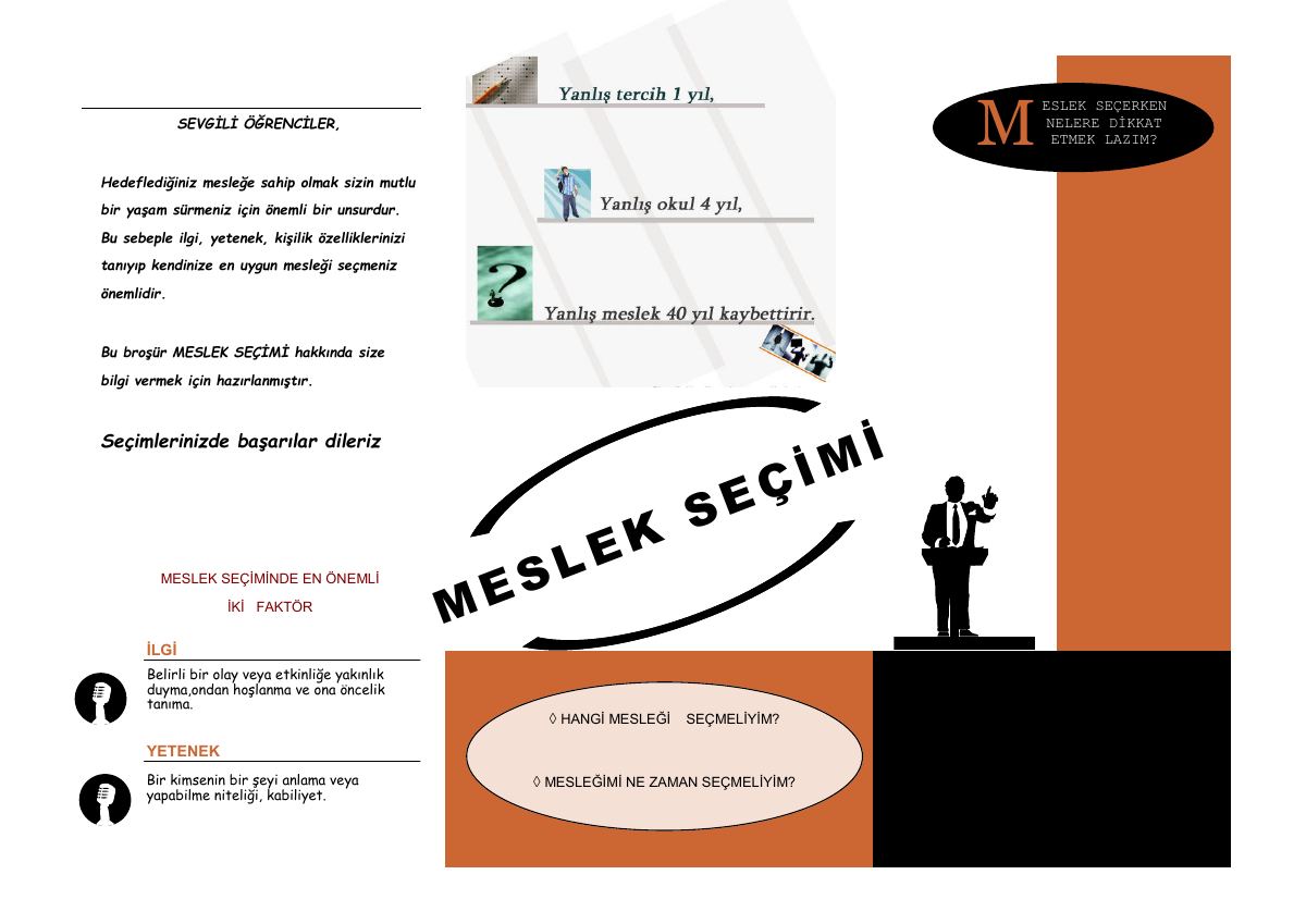 Meslek Seçerken Nelere Dikkat Etmeliyiz Broşürü — gerçek ilk sayfa