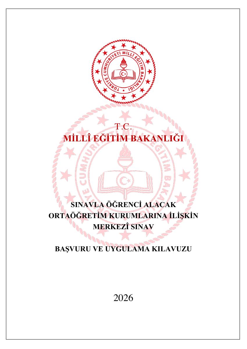 2026 Merkezî Sınav Başvuru ve Uygulama Kılavuzu — gerçek ilk sayfa