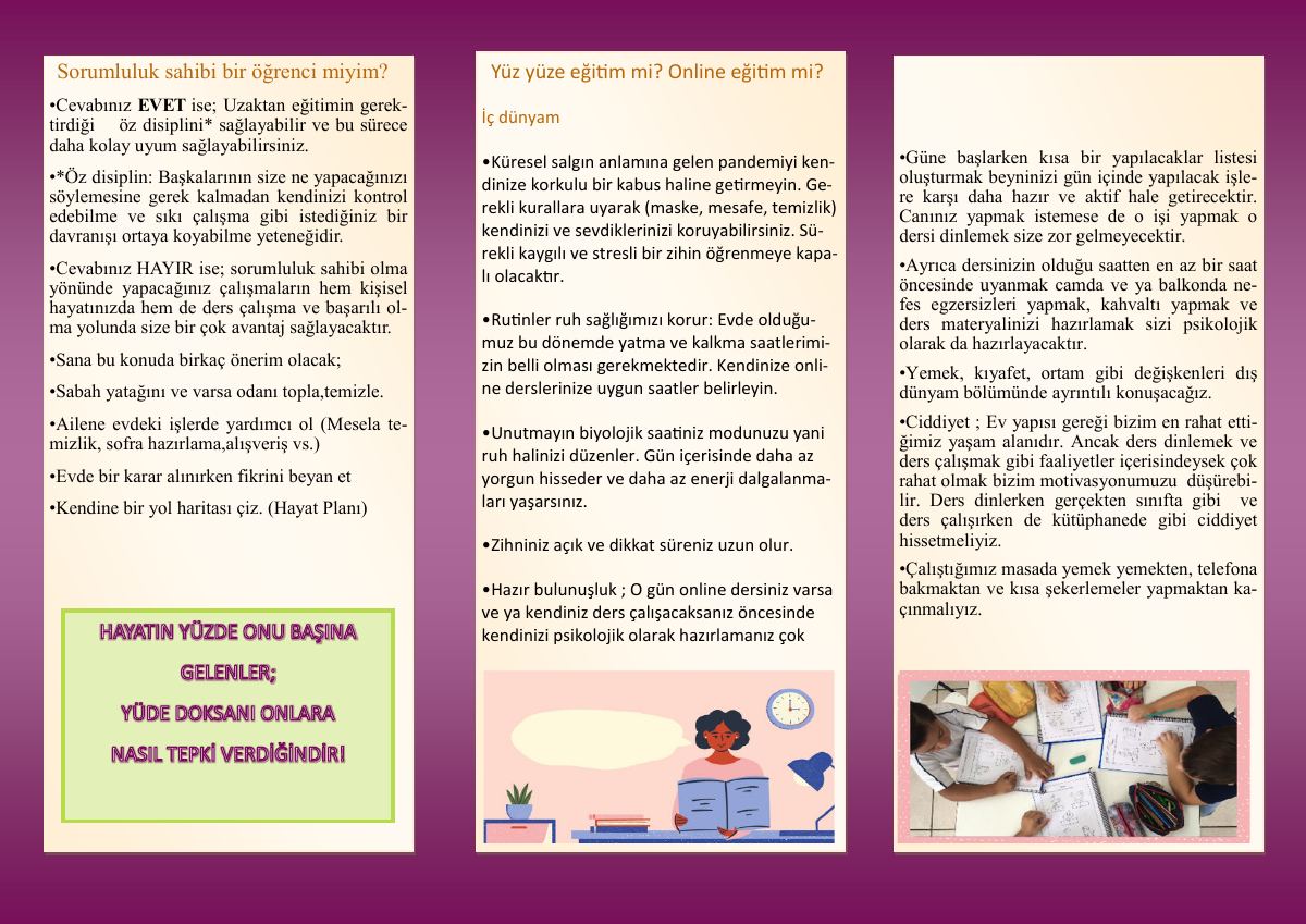 Pandemi Döneminde Ders Çalışma Broşür — gerçek ilk sayfa