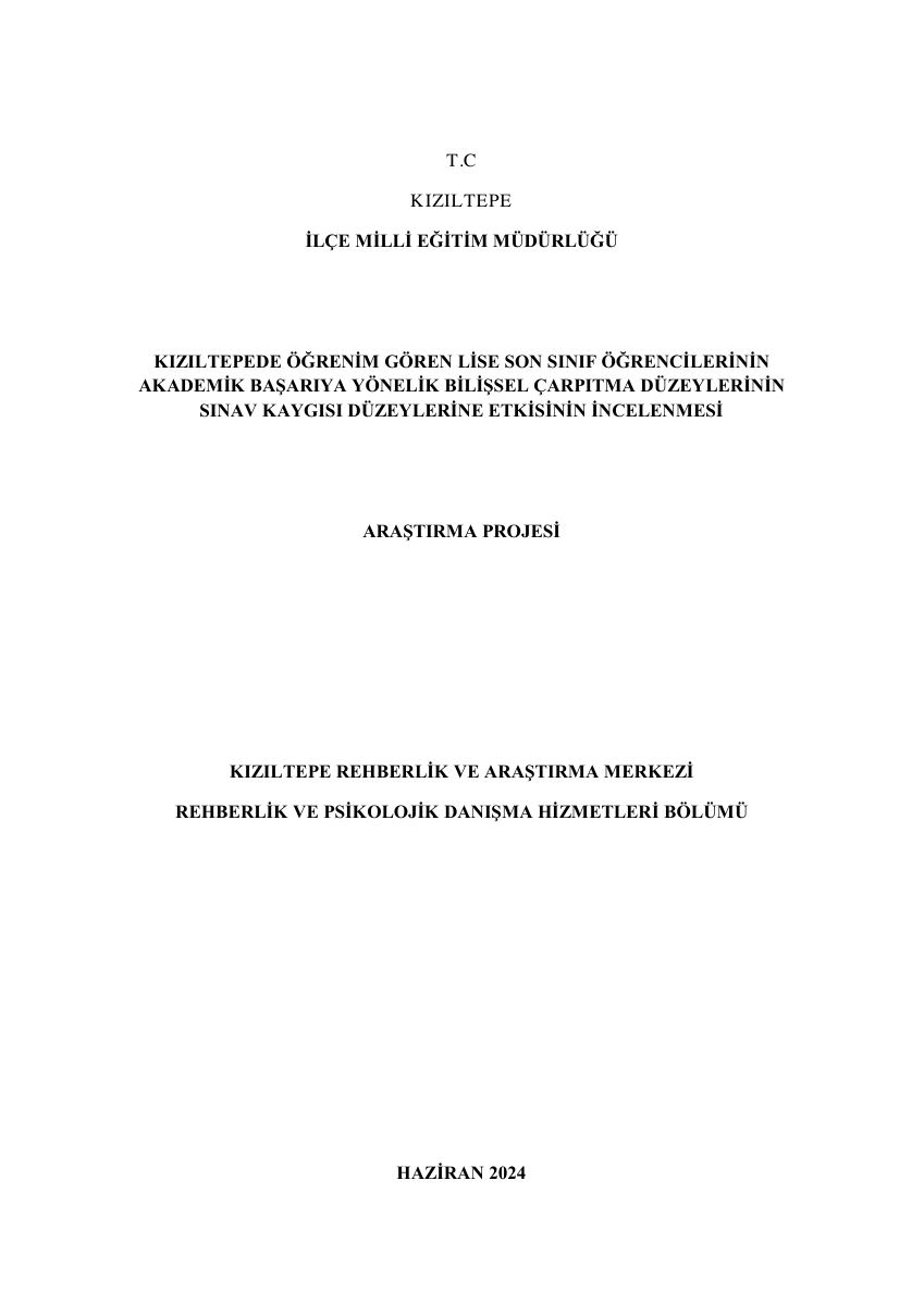 Sınav Kaygısı-Bilişsel Çarpıtmalar — gerçek ilk sayfa
