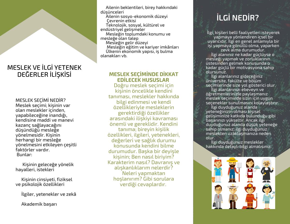 Meslek Seçimi Öğrenci Broşürü — gerçek ilk sayfa