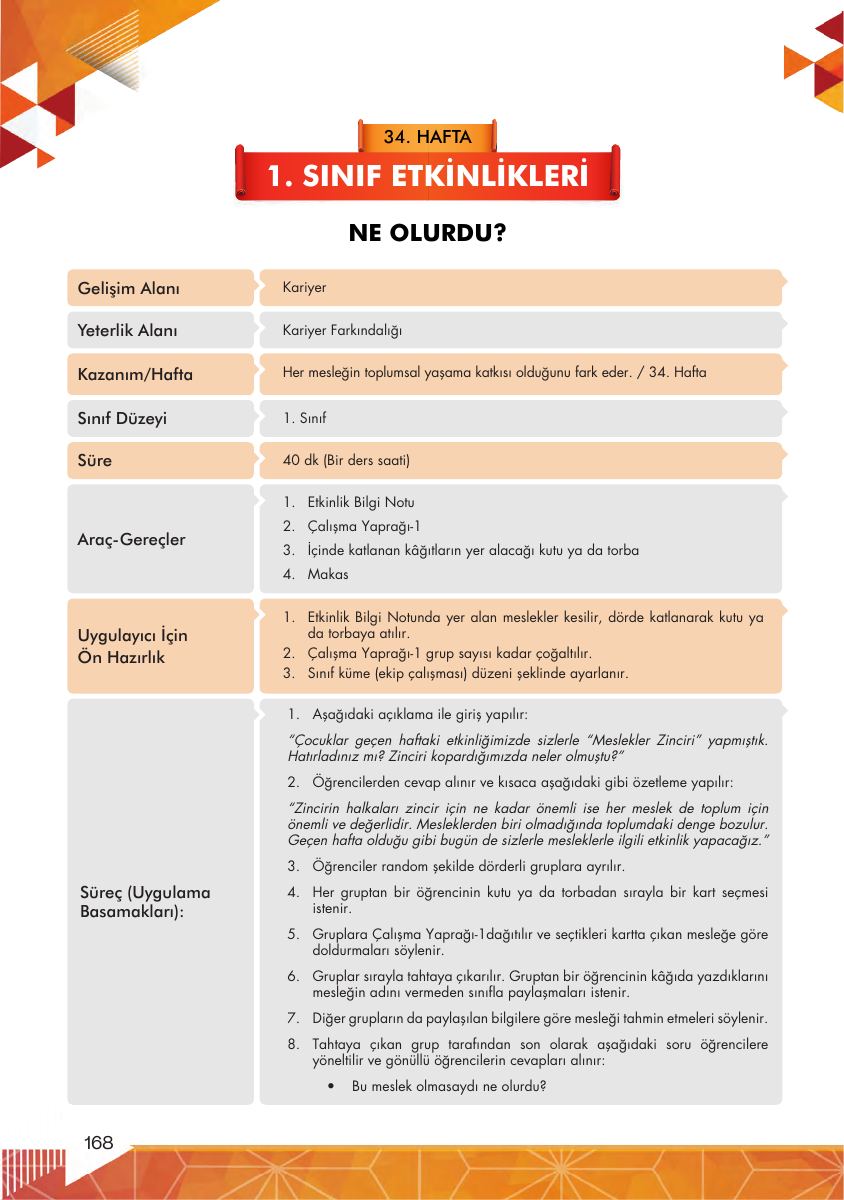 Ne Olurdu? · 1. Sınıf 34. Hafta Rehberlik Etkinliği — gerçek ilk sayfa