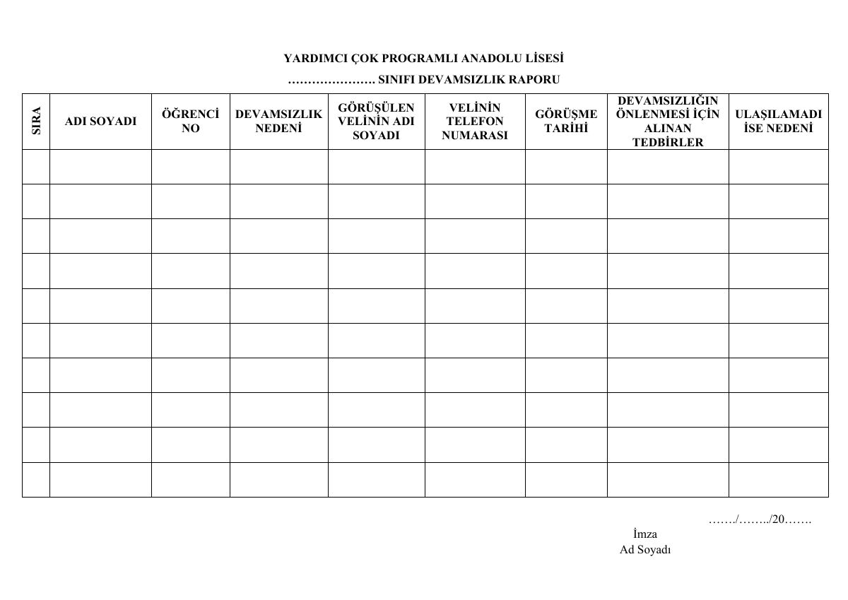 Devamsızlık Takip Formu · PDF — gerçek ilk sayfa