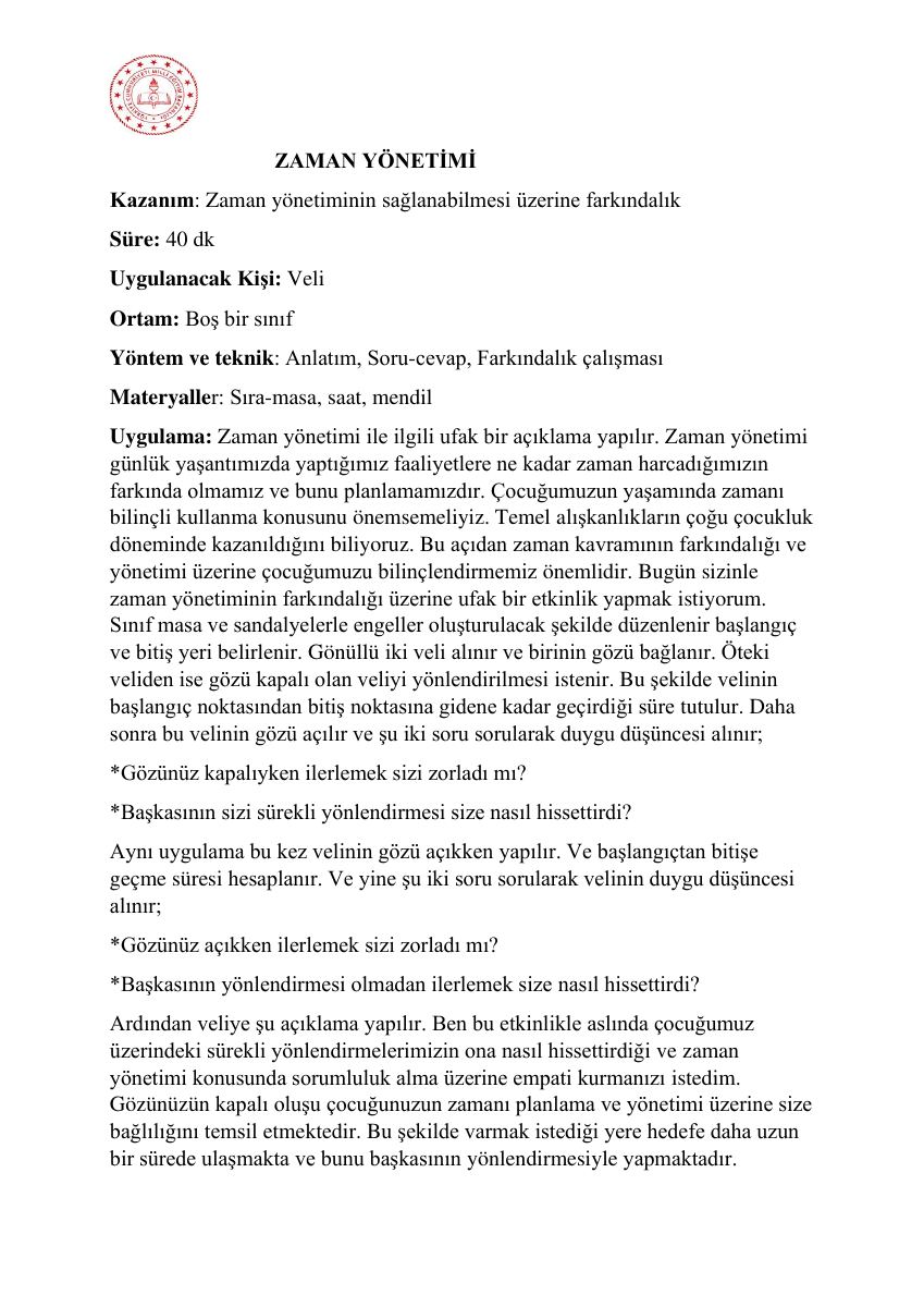 Otokontrol · Okul Öncesi Zaman Yönetimi Veli Etkinliği — gerçek ilk sayfa