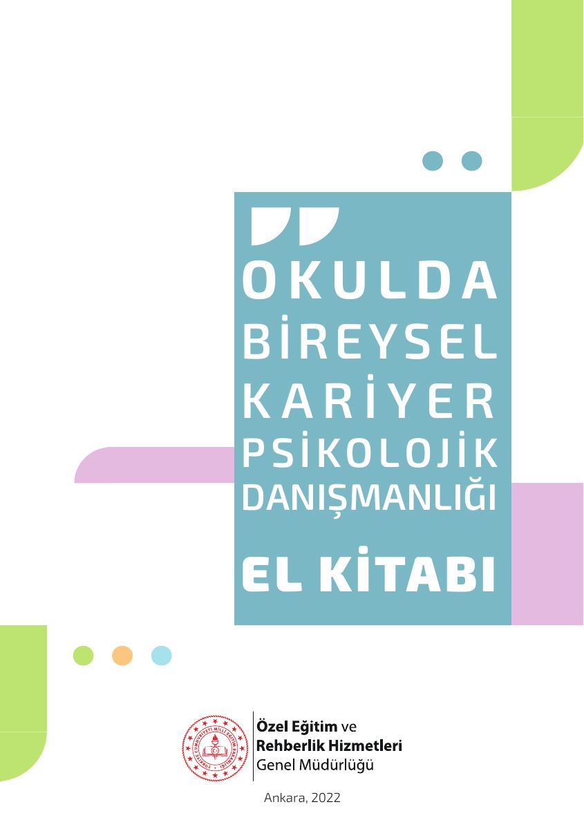 Okulda Bireysel Kariyer Psikolojik Danışmanlığı El Kitabı — gerçek ilk sayfa