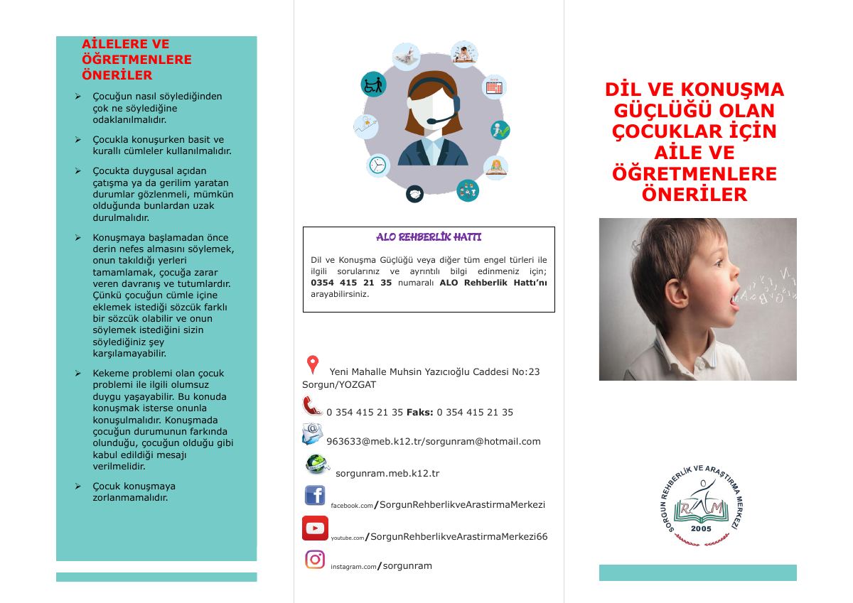 Dil ve Konuşma Güçlüğü · Aile ve Öğretmenlere Öneriler — gerçek ilk sayfa