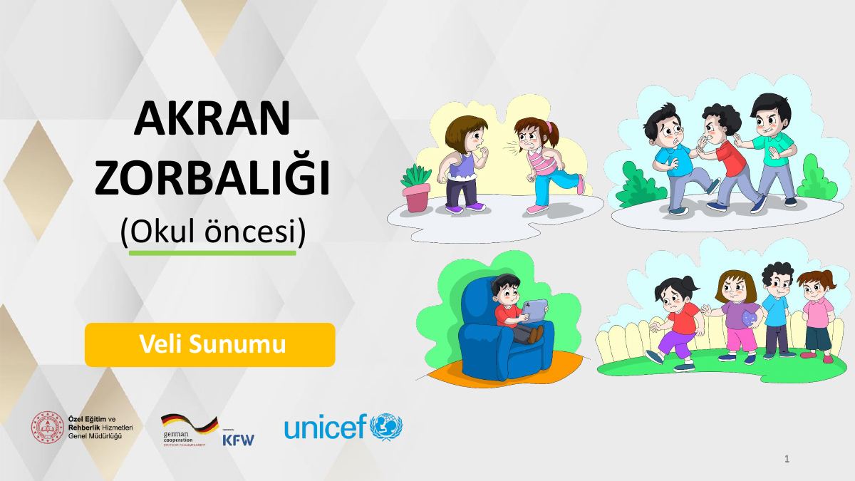 Akran Zorbalığı · Veli Sunumu · Okul öncesi — gerçek ilk sayfa