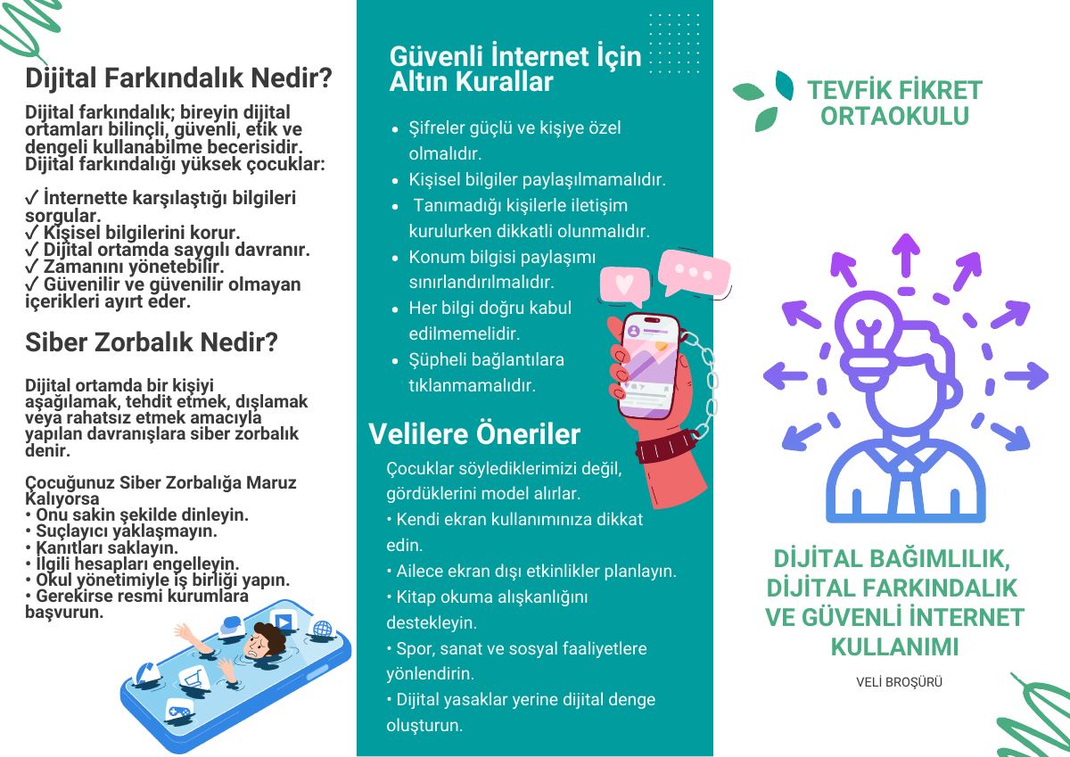 Dijital Farkındalık, Güvenli İnternet ve Dijital Bağımlılık · Veli Broşürü · 2026 — gerçek ilk sayfa